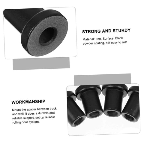 4 Pack Barn Door Track Spacers For Sliding Doors Heavy Duty Iron Connector Assemblies Wall Support Track Replacement Hardware Durable Anti Corrosion Spacer Kit For Easy Setups, showing iron spacers close-up