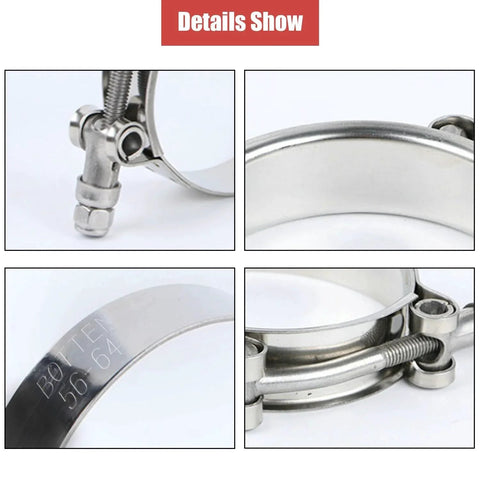 Four Pack Two Inch T Bolt Hose Clamps Stainless Steel Heavy Duty Clamp Range 56 to 64mm for Two Inch Hose ID Radiator Hoses