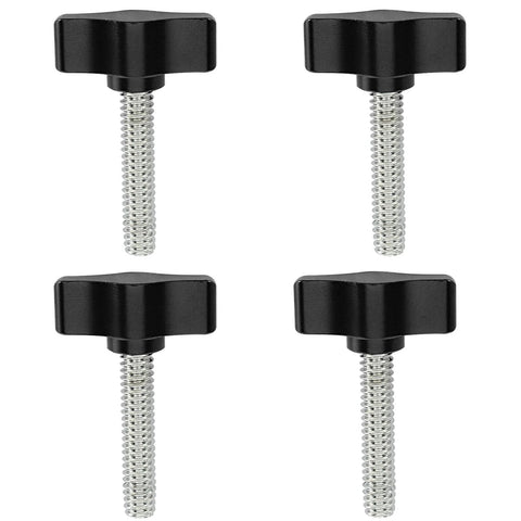 Four Pack Thumb Screws With Stainless Steel Threads And Black Aluminum Knobs For Woodworking And Equipment Assembly Durable Indoor Outdoor Fasteners With Grippy Knobs And Quarter Inch By Twenty Thread One And A Quarter Inch Long