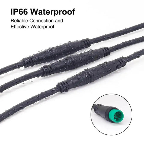 Extension Cable For Electric Bike Gear Sensor And Display, Waterproof IPX6 Connectors, close-up view, focusing on 5-pin green connector