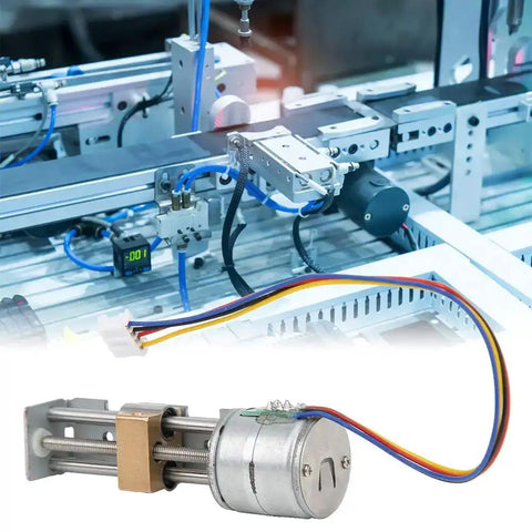Compact Linear Stage Actuator with Slide Rail and Lead Screw for precision devices, 3D printers, robotics, stepper motor visible