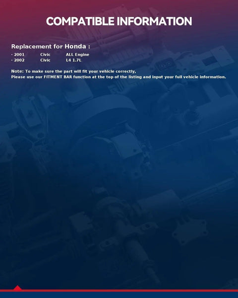 Compatibility details for Honda Civic 2001-2002 for Direct Fit Front Steering Knuckle And Wheel Bearing Hub Assembly Replacement