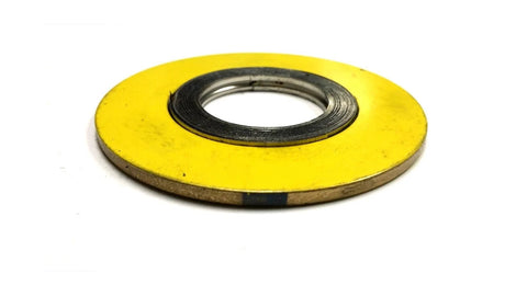 Spiral wound gasket, Inconel 600 with flexible graphite, 2 in pipe size, yellow flange gasket with metal inner ring