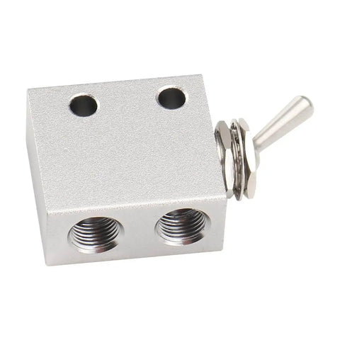 Hand Operated Pneumatic Knob Switch Valve Three Port Two Position Normally Closed With One Eighth Inch Thread in silver finish
