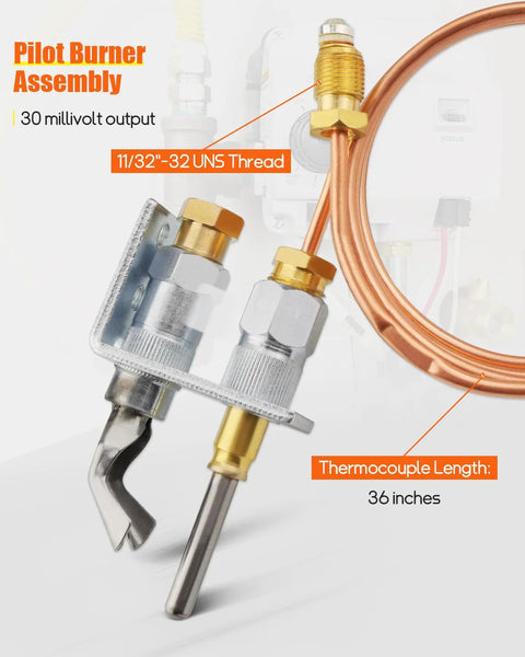 Urnqowuy Q314A4586 pilot burner assembly with thermocouple and copper tubing