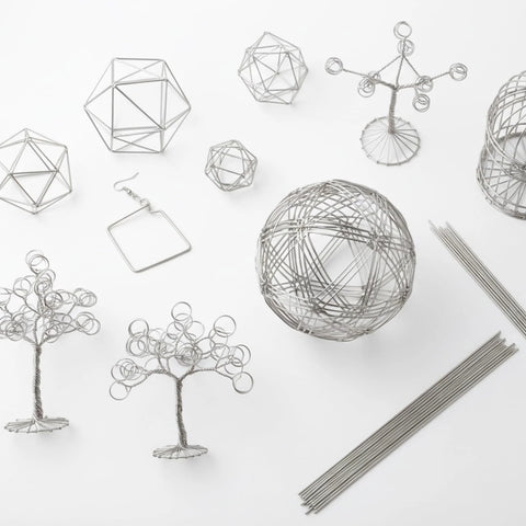 Spring steel wire bundle, 25 pieces of 40 cm each, 0.6 mm gauge, silver for DIY jewelry and crafts