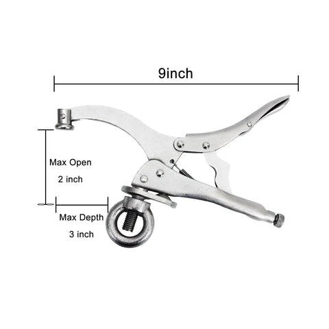 Beefy 9 Inch Drill Press Clamps Set Of 2 Locking Fixture for Drill Press, 2 inch opening, ergonomic handle, durable 1045 steel, titanium coating