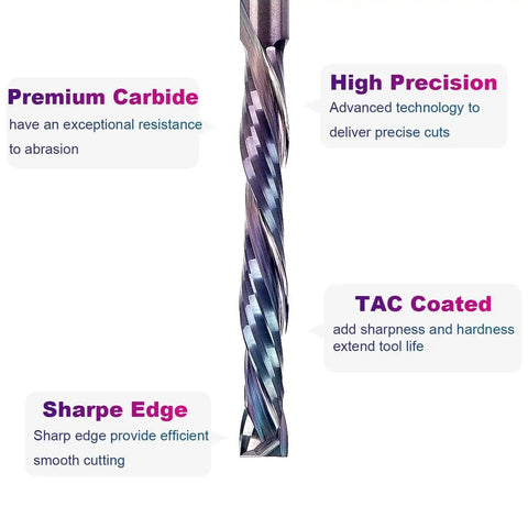 5 Pack Compression Spiral Router Bits 1/8 Inch Shank 1 Inch Cutting Length Up Down Carbide CNC Router Bit For Wood Slotting And Trimming With Tac Extreme Tool Life Coating SpeTool high precision features.