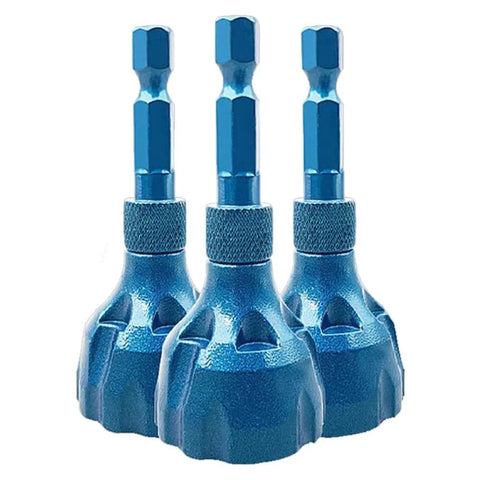 Two Pack External Deburring Chamfer Tool With Carbide Blades And Quick Release Hex Shank Heavy Duty Burr Removal Drill Bit Three Blue Tools