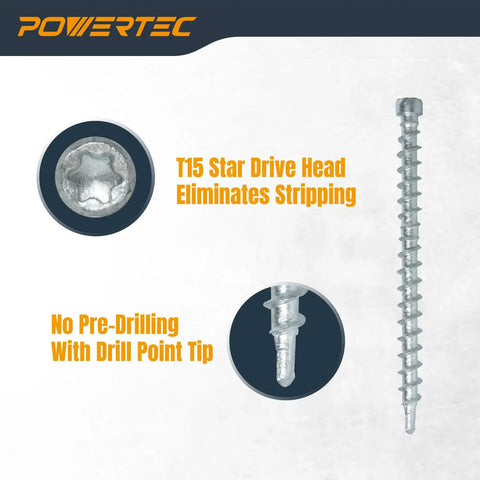 Deck Screws For Outdoor Wood and Composite Decking No 10 X 2-3/8 Inch T15 Star Drive Coated Galvanized Alloy Steel 250 Pack