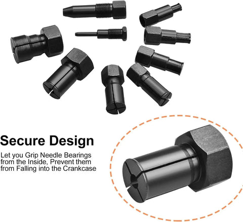 Pro-Grade Motorcycle Blind Bearing Extractor Puller Kit 8-25mm, 10-Piece Inner Bearing Removal Set with secure design features.