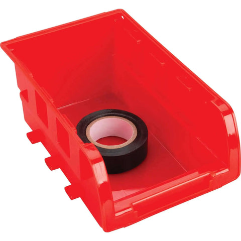 Single red bin from Half Bulk Bin Storage Rack With 32 Removable Bins For Easy Garage Organization Of Tools Parts Hardware And More In A Bright Red And Blue Finish With Quick Assembly And Rugged Steel Construction