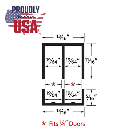 Diagram of 1/4 Inch Panel Sliding Door Track Kit With 48 Inch White Plastic Upper And Lower Tracks Pack Of 2 USA Made All Inclusive System