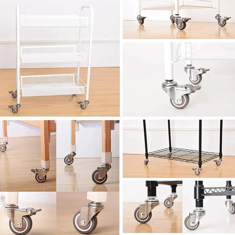 Rubber Caster Wheel Set Of 4 For Furniture And Trolleys, 1.5 Inch Wheels With 5/16 X 1.5 Inch Stems installed on carts