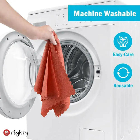 Person placing Bulk 50 Pack Microfiber Cleaning Rags For Cars And Home, Lint Free Non Scratch Shop Towels, into washing machine