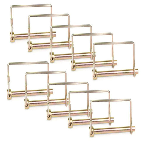 10 Pack Quarter Inch Trailer Hitch Pin Set With Quick Release And Locking Pin For Tow Hitch Hardware, zinc-plated, side view