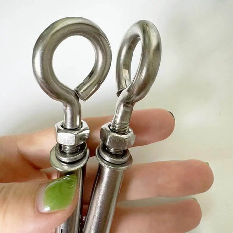 2 Pack M8 Stainless Steel Expansion Eyebolts Heavy Duty Beefy Shoulder Lag Ring Bolts Lifting Hardware With Nut