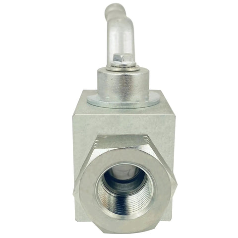 Front view of High Pressure Three Quarter Inch Hydraulic Ball Valve With 4568 PSI Shut Off Two Way NPT Connection Carbon Steel With Zinc Plating