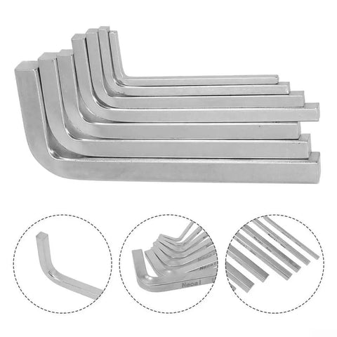 Heavy Duty 7 Piece Square Head Wrench Set L Shaped For Square Screws 3mm To 10mm Chromium Vanadium Steel