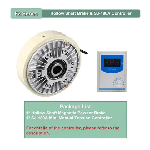 Magnetic Powder Brake Heavy Duty Pro Grade Tension Controller Kit with Hollow Shaft 1400rpm SJ 180A compatible.