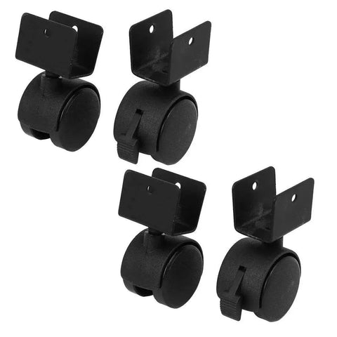 1.5 Inch Furniture Caster Wheels With Swivel And Brakes, Locking, 360 Degree Rotation, smooth black U Bracket Mounting, 4 pack