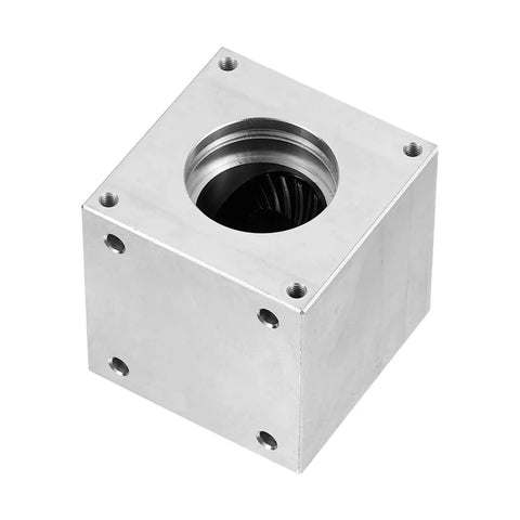 Right Angle Bevel Gearbox 1 To 1 20 Tooth Aluminum Frame 8mm Shaft top view showing aluminum casing and gear cavity