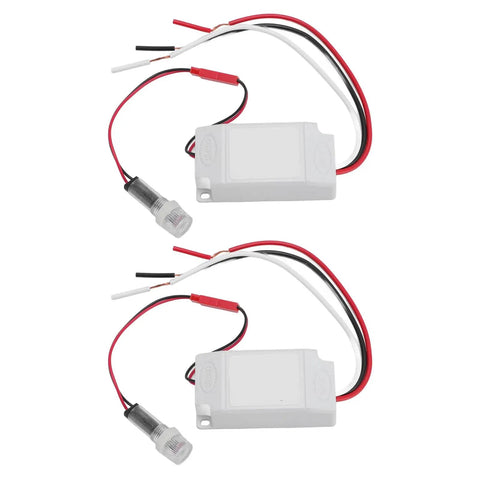 Outdoor Dusk To Dawn Photocell Light Switch With Auto On Off Sensor IP33 Weatherproof, two white units for LED, incandescent, halogen use.