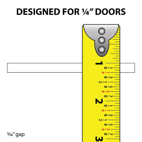 Diagram showing gap size measurement of 5/16 inch for One Quarter Inch Panel Sliding Door Track Kit 48 Inch Black Plastic Upper And Lower Set USA Made Pack Of 2 All Inclusive Sliding Door System For Easy DIY Install Great For Home Closet And Room Doors.