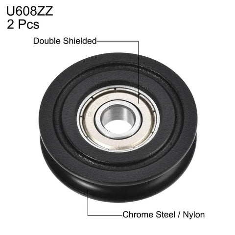U608ZZ Nylon U Groove Pulley Bearing Wheel 8x40x10mm Double Shielded Chrome Steel Bearings For Industrial Equipment and Motors