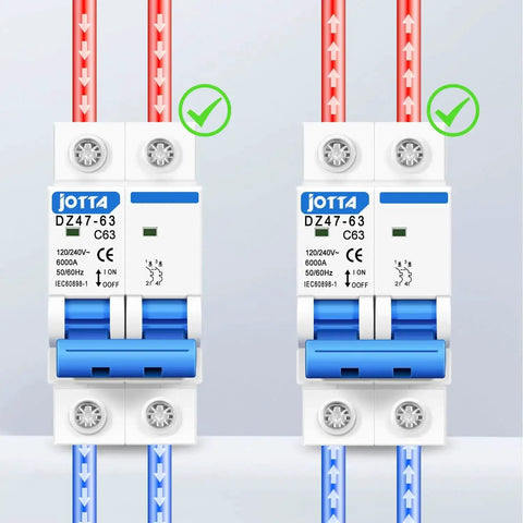63 Amp Two Pole AC Miniature Circuit Breaker For 120 To 240V Systems With DIN Rail Mount DZ47-63 50/60Hz Built To Last 2 Pack
