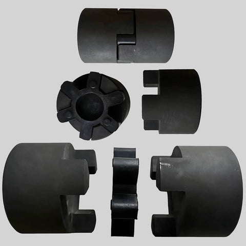 Set Of Four Urethane L099 L100 Jaw Coupling Inserts In Red For L Jaw Couplings, Flexible Solid Center, upper and side view