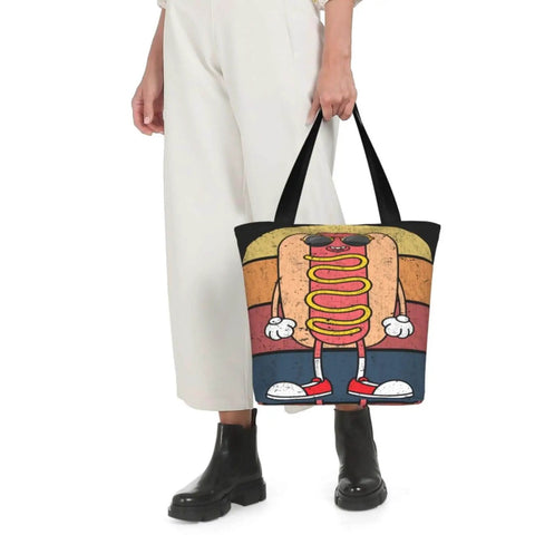 Person holding Large Capacity Lightweight Tote Bag For Women With Spacious Interior Everyday Shoulder Handbag For Work Travel Beach And Shopping Durable Polyester Carryall For Easy Organization And All Day Comfort, featuring cartoon design.