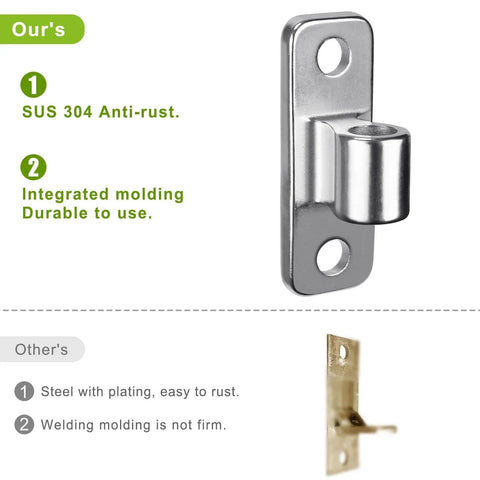 Comparison of 304 Stainless Steel Gate Hinges with SUS 304 anti-rust features and integrated molding next to traditional welded design.