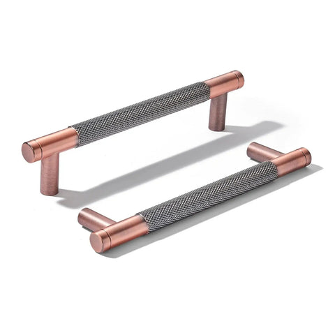 10 Pack 5 Inch Aluminum Knurled Brushed Antique Copper Cabinet Pulls Center To Center 128mm For Cabinets Drawers Kitchen Hardware Handles