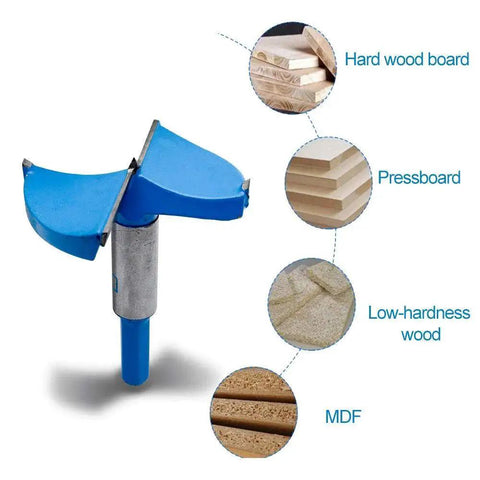 Hinge Boring Drill Bit For Woodworking, Forstner Style Hole Cutter, 50mm Diameter For Cabinet Hinges, Works On Wood Plastic Plywood