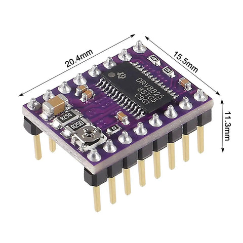 DRV8825 stepper driver module dimensions for Hands On CNC Shield Expansion Board V3.0 with Four DRV8825 Stepper Driver Modules and Heatsinks