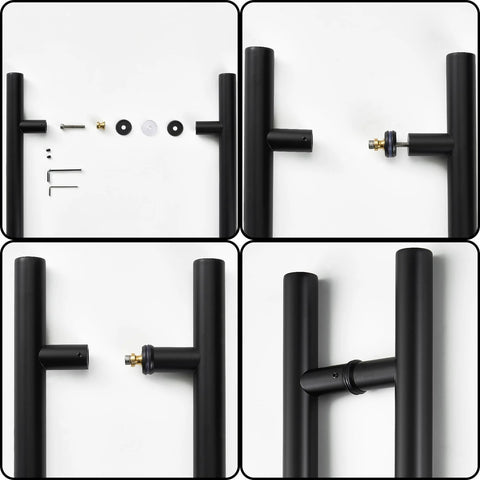 12-Inch Heavy-Duty 304 Stainless Steel Door Pull Handle For Interior And Exterior Use, Push Pull For Two-Side Glass And Barn Doors, Commercial Grade, Rust-Resistant, Black Finish.