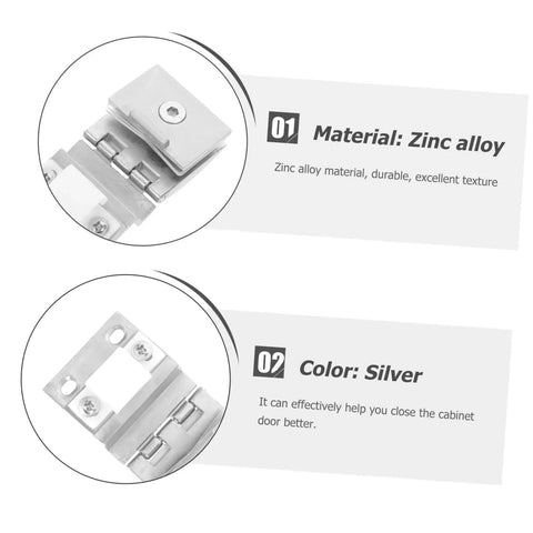 Heavy Duty Glass Door Hinge For Cabinets And Display Units With Screws, zinc alloy clamp style, focus on material and color