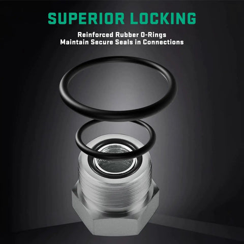Superior locking with reinforced rubber O-rings from JIC And ORFS Hydraulic Fittings Kit 144 Pcs Cap And Plug Set For Hose Tube And Pipe Systems.