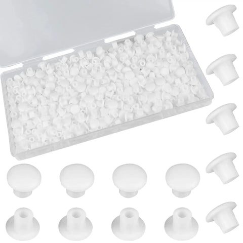 500 Pcs 5 Mm Plastic Hole Plugs White 3/16 Inch Round Shelf Hole Covers For Cabinets Cupboards Closets And Furniture