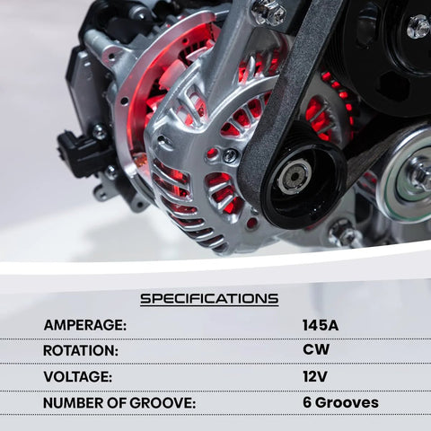 High Output 12V 145A GM Alternator For Silverado Sierra Yukon Trucks With Six Groove Pulley And PowerForge Housing