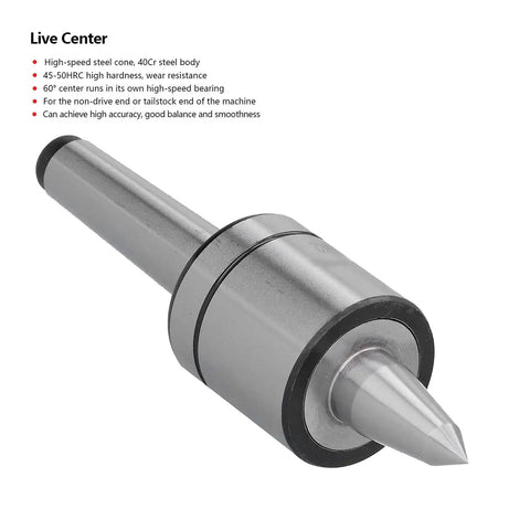 Pro Grade 1 Slot Live Center For Lathes With 60 Degree Morse Taper 0.01mm Precision Steel Build for High Speed and CNC Lathes