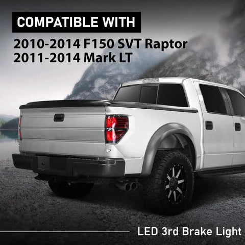 G-PLUS LED 3rd brake light for Ford F-150 SVT Raptor/Lincoln Mark LT, installed on white pickup