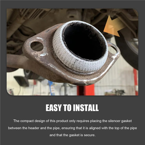 65mm graphite exhaust donut gasket mounted on metal flange, close-up view