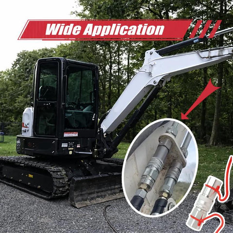 Hoqqf 1/2 in NPT flat-face hydraulic quick-connect couplers with dust covers; silver fittings for skid-steer hoses