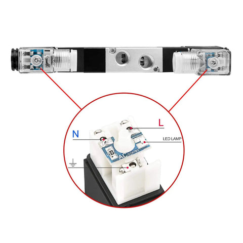 Go-To Electrical Pneumatic Solenoid Valve 4V230-08C 220VAC PT1/4 internal view with LED components