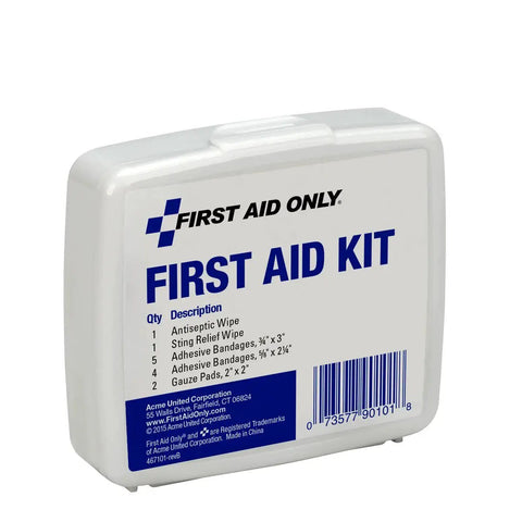 On The Go Emergency First Aid Kit For Home Work And Travel Featuring 13 Pieces Including Antiseptic Wipes Sting Relief Wipes Gauze Pads And Various Bandages In A Lightweight Portable Case By First Aid Only PhysiciansCare plastic case