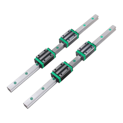 Two Pack HGR25 1000mm Linear Guide Rail Kit With HGH25CA Carriage Blocks for DIY CNC Routers, Lathes, and Mills, aluminum rails.