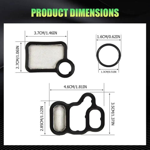 VVT VTEC Solenoid Gasket Kit With Valve Cover Gasket Set And Spool Valve Filter Screen dimensions illustration