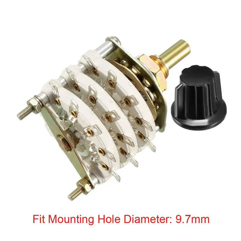 3 Pole 4 Position Rotary Switch With Knob Band Selector 3 Deck 15 Contacts Panel Mount 9.7mm Hole for DIY electronics projects
